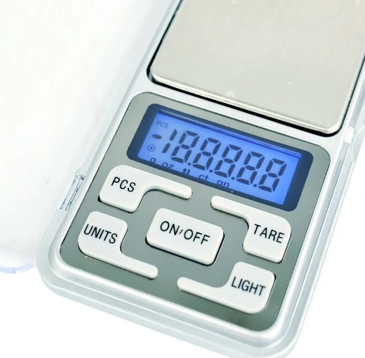 Mini Electronic Digital Scale Jewelry weigh Scales Balance Pocket Coin Grain Herb Gram LCD Display With Retail Box backlight 500g/0.1g 100g/0.01 200g/