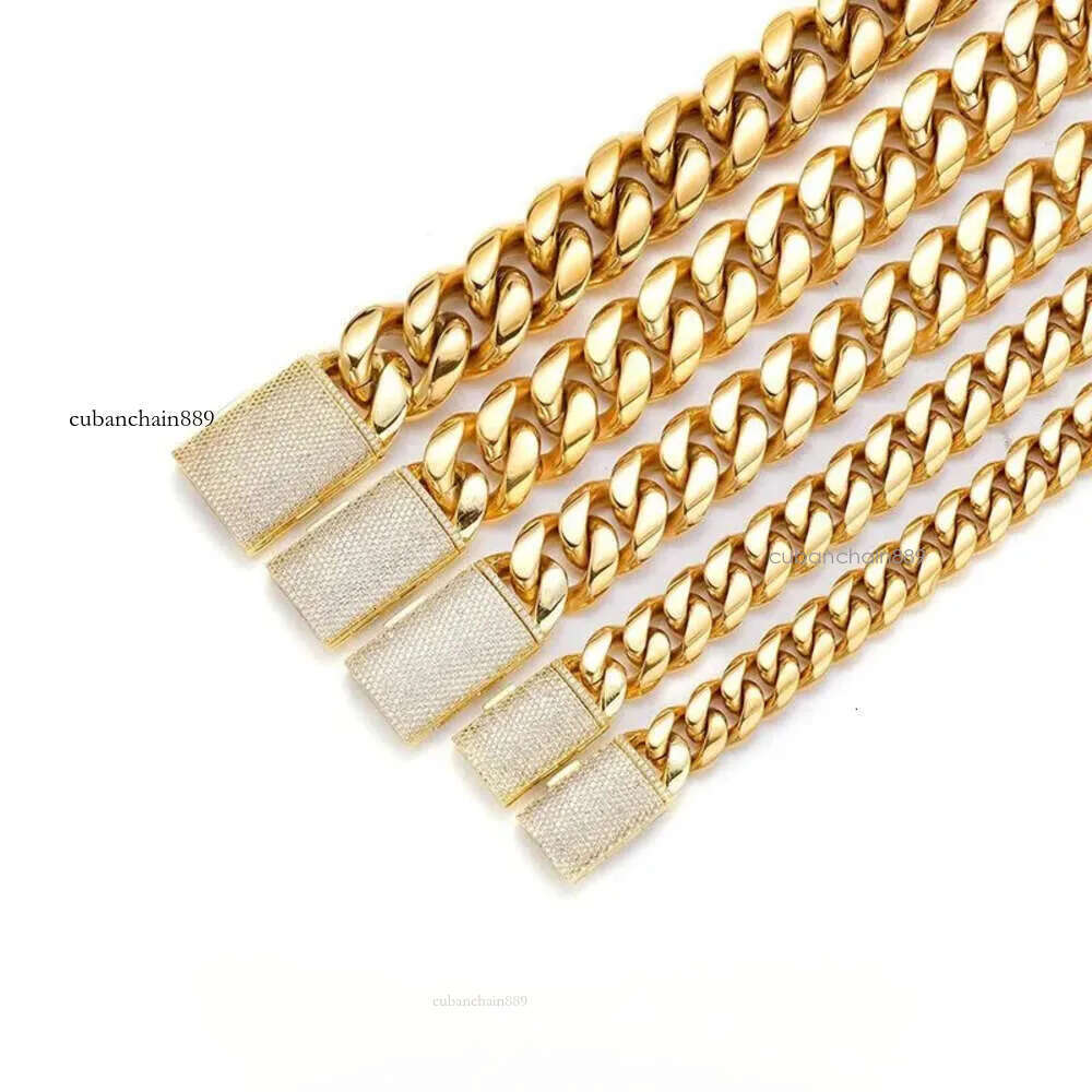 Miami Cuban link bracelet men 12mm 14mm Wide Gold Chain Micro Inlaid Moissanite Diamond in Buckle Rapper Hip Hop Jewelry Women Personalize Gift