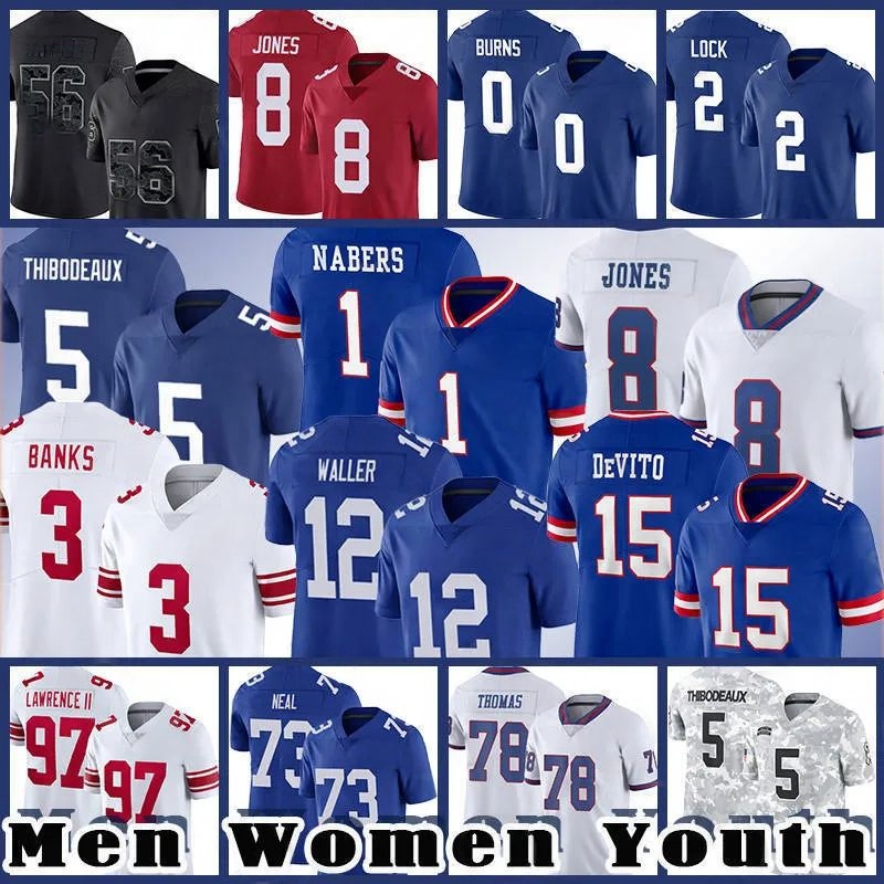 1 Malik Nabers Kayvon Thibodeaux Football Jerseys Dexter New Yorks Brian Burns Giantss Lawrence Taylor Daniel Jones DeVito Darren Waller Drew Lock Strahan