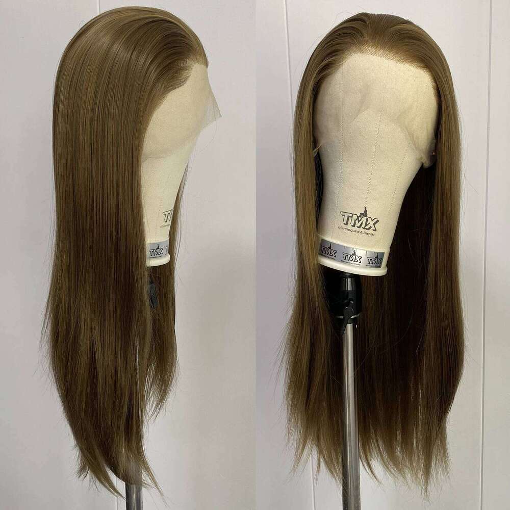 Highlight Wig for Women Brown & Blonde 13x4 Lace Front Mix Color Long Silky Straight Synthetic Hair Free Part Natural Hairline