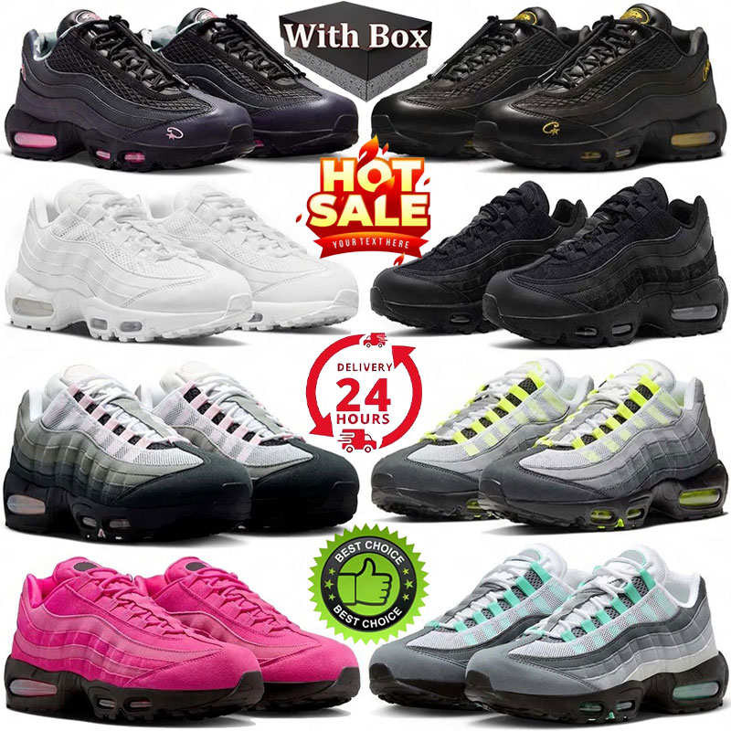 With Box Mens 95 95s Neon designer Running Shoes Classic Triple Black White Yellow Cool Grey Olive Midnight Navy Erosion Men Women Trainers Sports Sneakers size 36-46