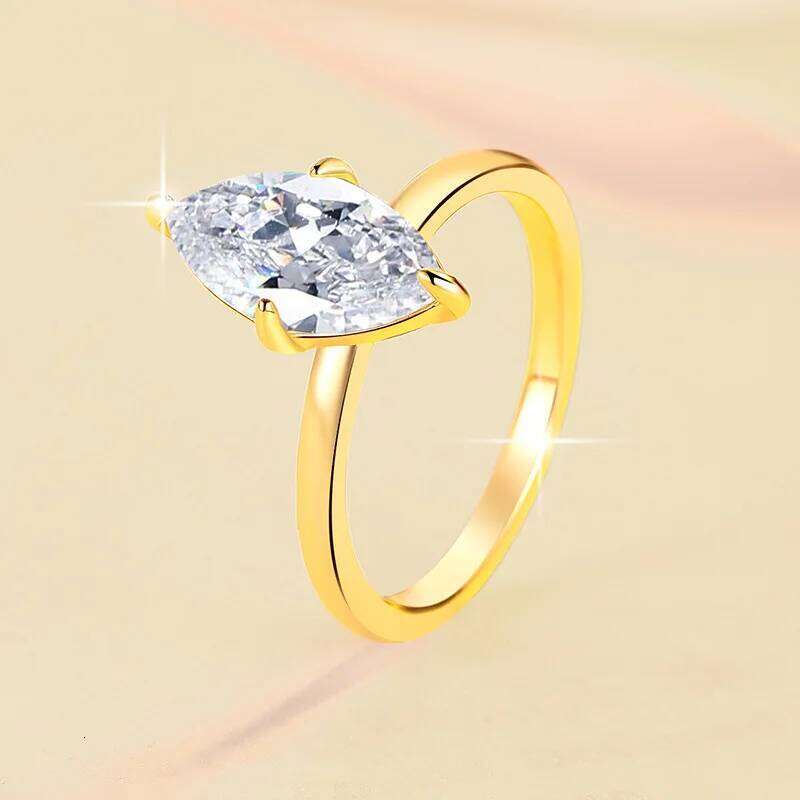 2CT D Color Moissanite Engagement Ring for Women 925 Sterling Silver Gold Plated Solitaire Rings Wholesale 748