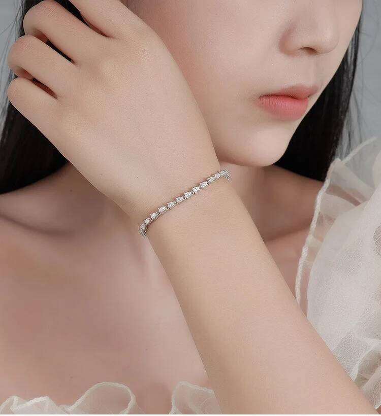 Jewelry VVS Sterling Silver 925 Fashion Moissanite Tennis Chain Bracelet and Necklace For Women 90f