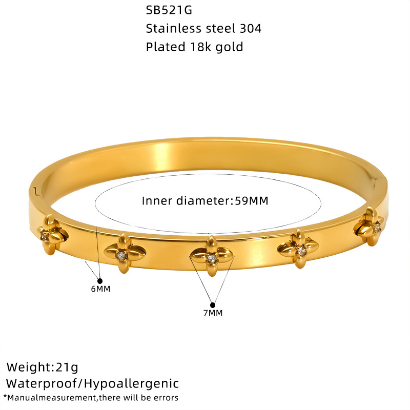 2026 New Gold Tone Bracelet Four-Leaf Clover Bangle High-End Luxury Jewelry For Women Bracelet Moissanite Chain Flower Heart Buckle Bracelet Party Gif