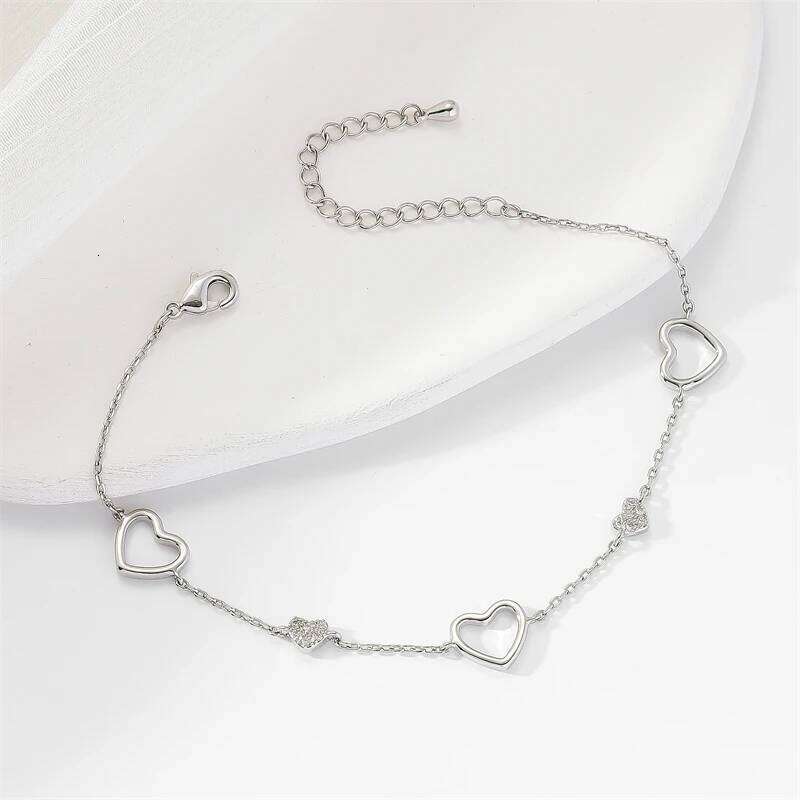 Simple Fashion Hollow Heart Charm Bracelet White Rose Gold Color Link Chain Bracelets Exquisite Party Jewelry 2023 New