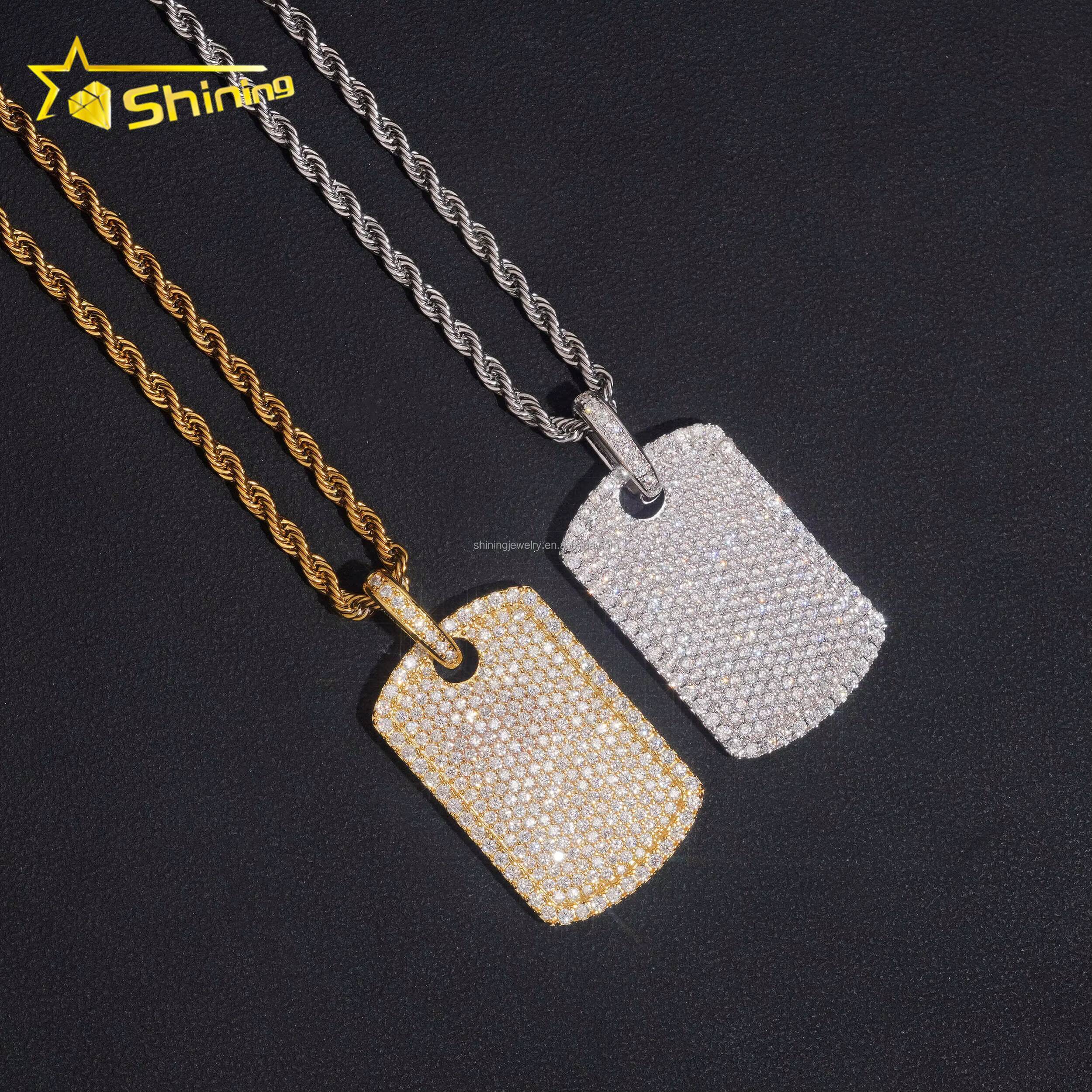 Rapper Popular Style Unisex Hot Selling RTS GRA Certified 925 Silver Gold Plated VVS1 Moissanite Diamond Dog Tag Pendant Gift