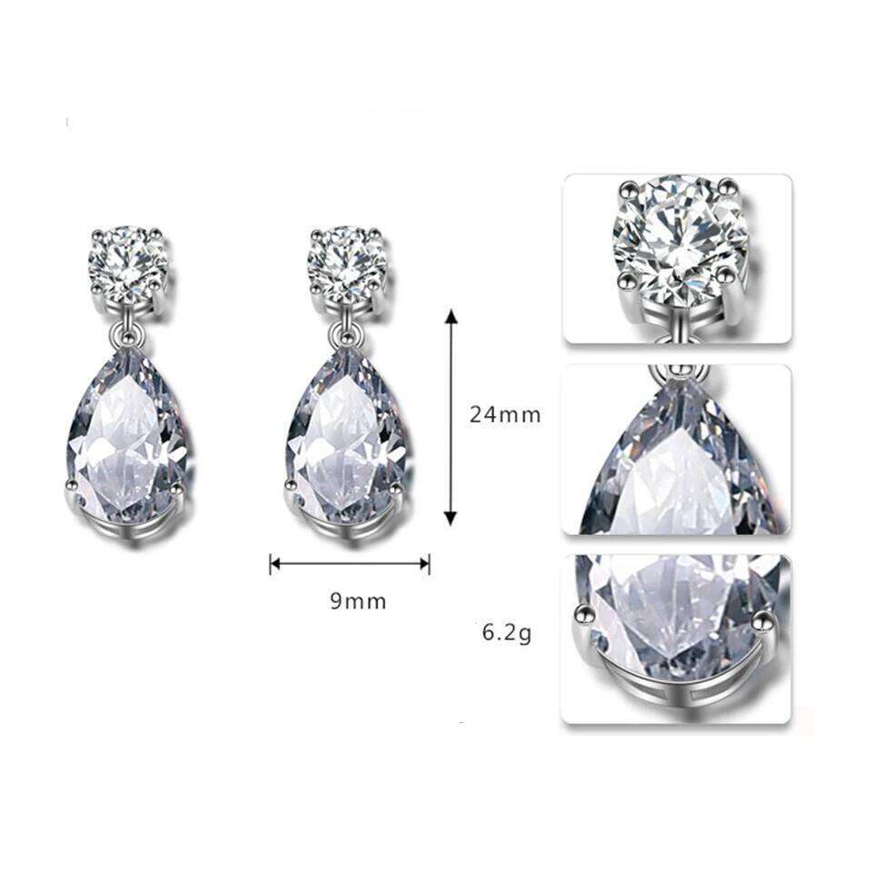ZAKOL Classic Geometric Water Drop Zircon Bridal Earrings AAA Clear Crystal Luxury Wedding Party Jewelry for Women