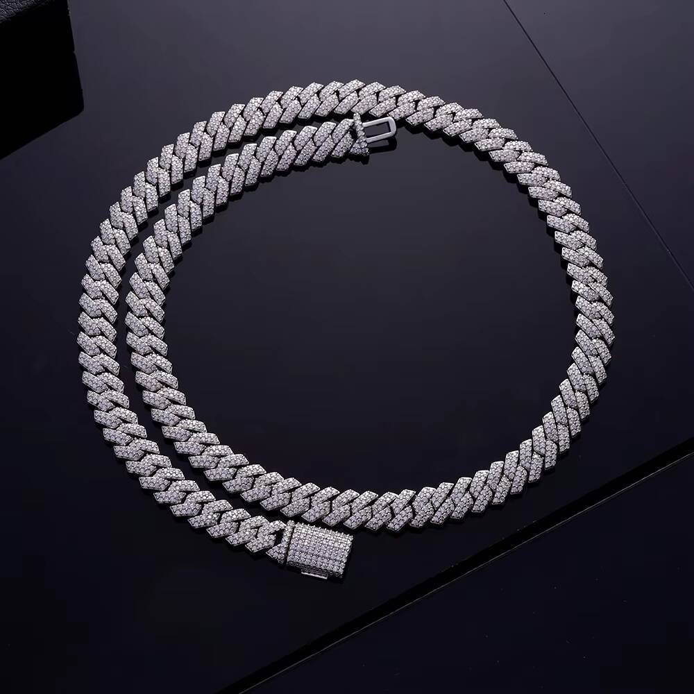 15mm Wholesale Custom Hip Hop Jewelry Iec Out VVS Moissanite Diamond 925 Silver Cuban Link Chain Necklace for Men