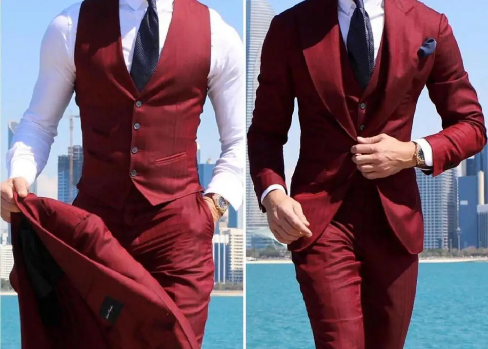 Classy Wedding Tuxedos Suits Slim Fit Bridegroom For Men 3 Pieces Groomsmen Suit Male Formal Business JacketVestPants 251217