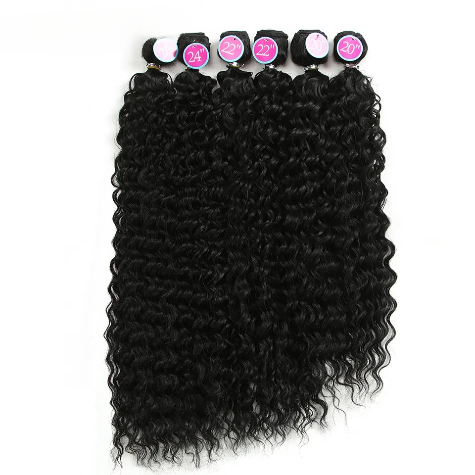 Designer woman Glueless Wig Star Afro Wigs 6-Pack Bundles Kinky Curly Wavy Weave 20, 22, 24 Inch - Natural Color Synthetic Hair Curly