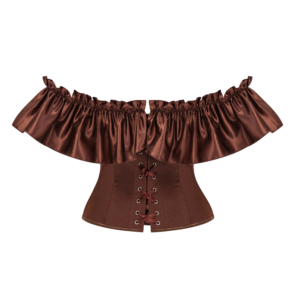 New Chic Ladies' Off Shoulder Satin Overbust Corset with Back Adjustable Strap Support Elegant Clubwear Ideal For Events and Parties