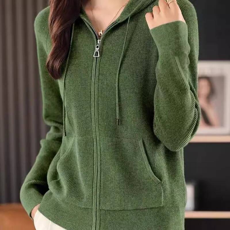 Women Cardigans Autumn Winter Turn-down Collar Zip Front Cardigan Thick Loose Sweater Basic Warm Knit Casual Korean Outerwear