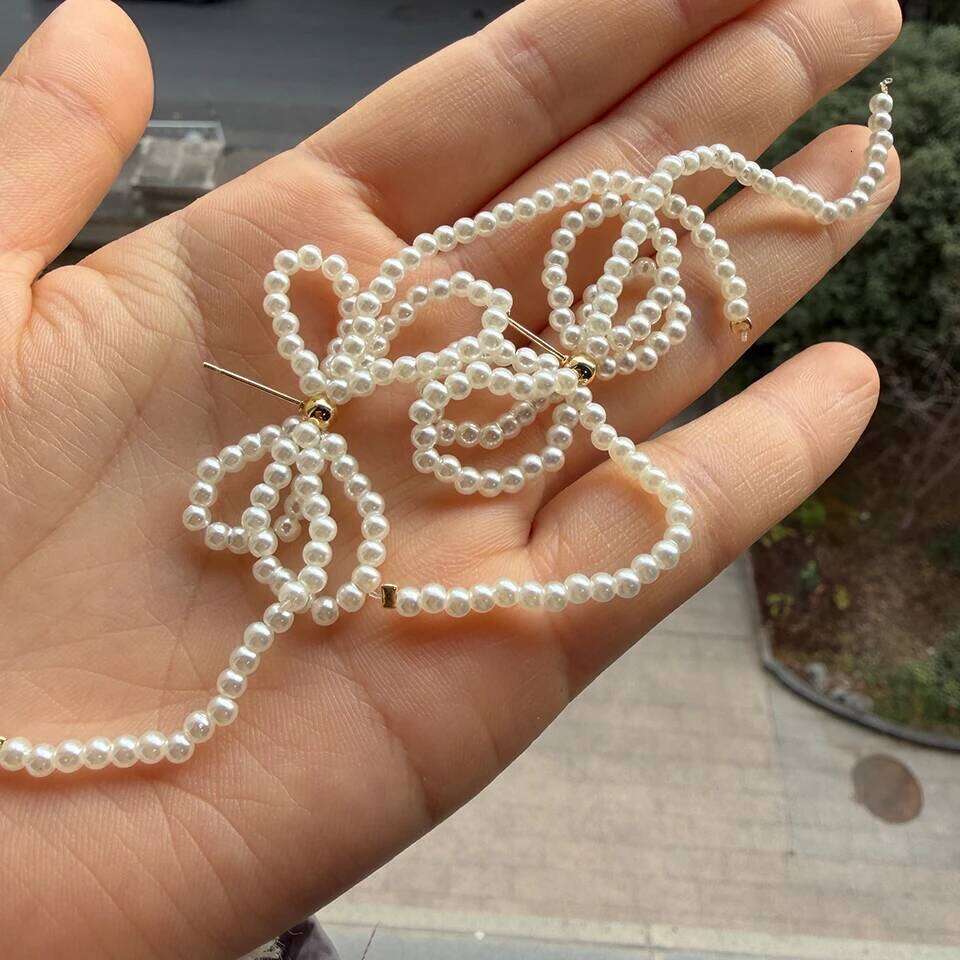 ZAKOL White Bow Imitation Pearl Tassel Drop for Women Temperament Korean Fashion Earrings Wedding Party Jewelry