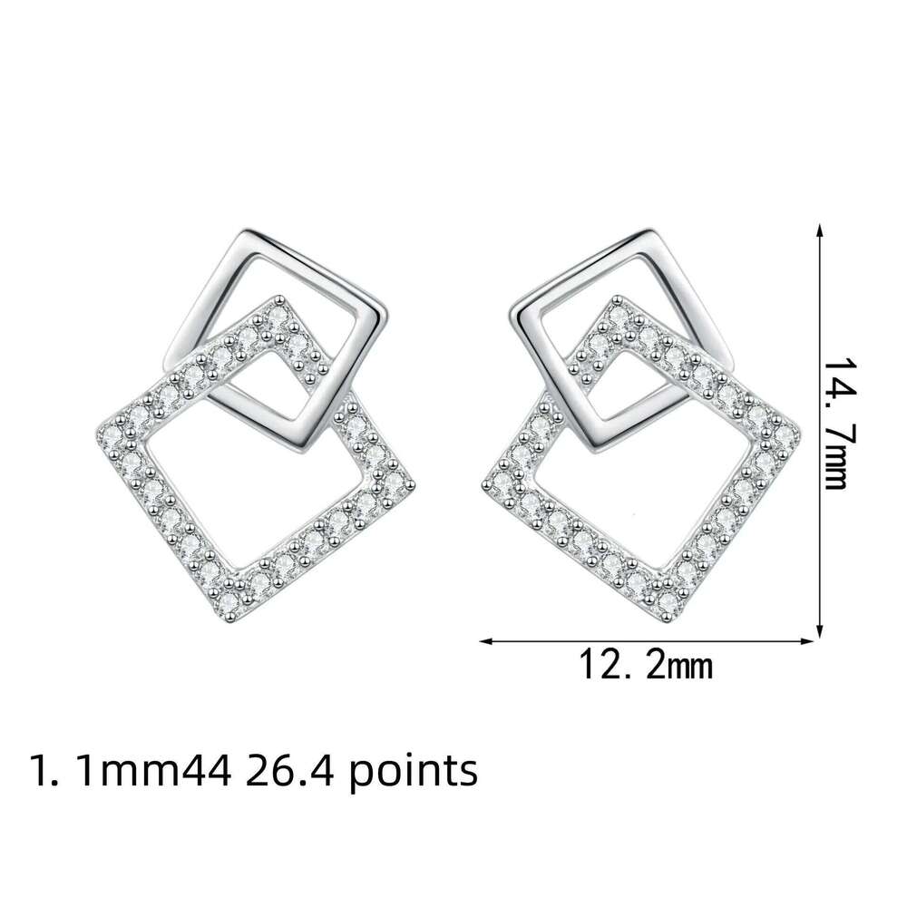 Moissanite Earrings for Women Lab Grown Diamond Ear Studs 925 Sterling Silver Fine Jewelry Gift 52a