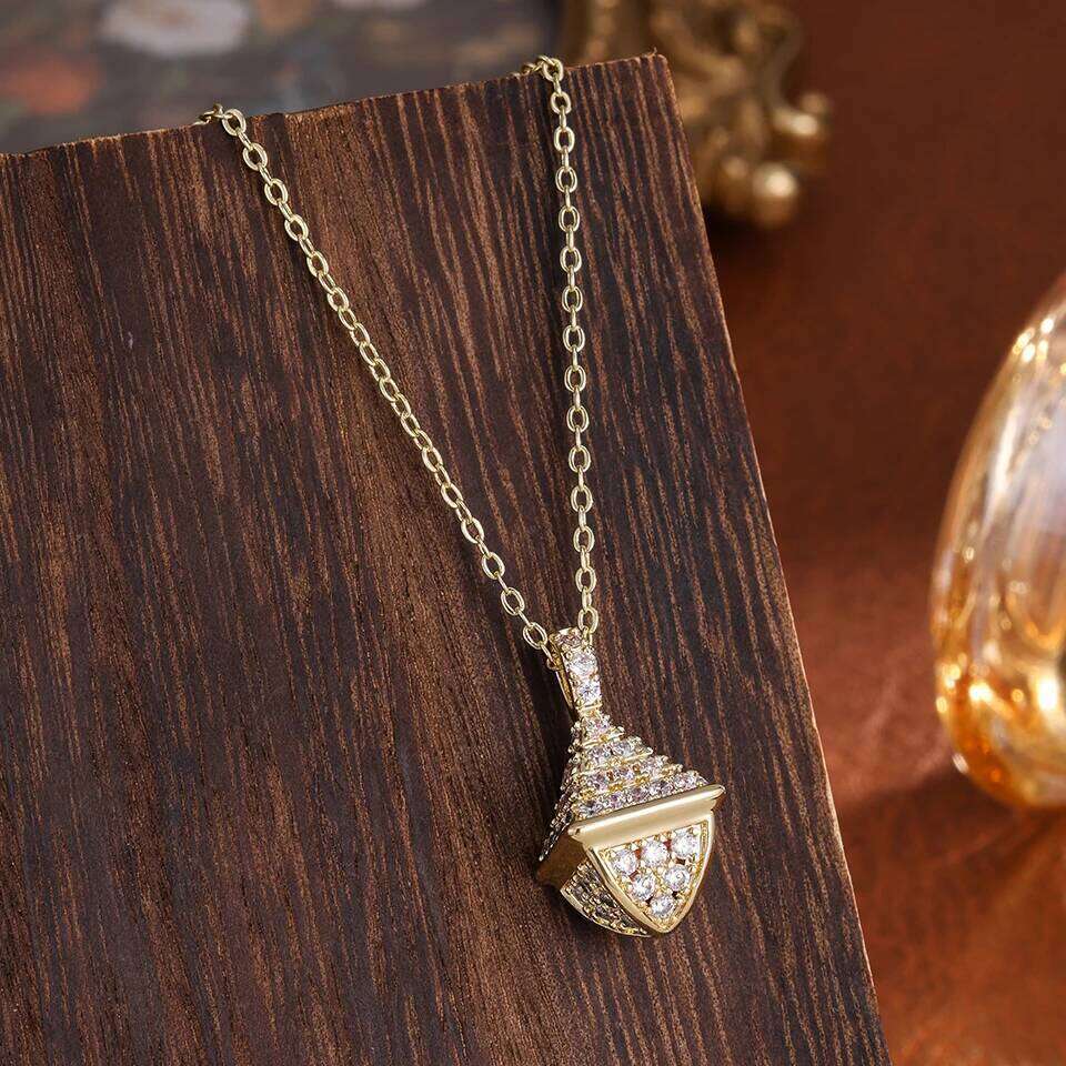 ZAKOL Shiny Micro-inlaid Zirconia Geometric Awl Pendant Necklace for Women Exquisite Fashion Jewelry Gift 2025 New