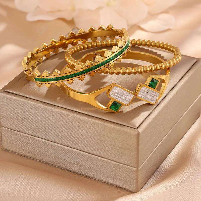 ZAKOL 3-Piece Set Luxury Zircon Adjustable And Stackable Bracelet Women's Birthstone Jewelry Anniversary Gift