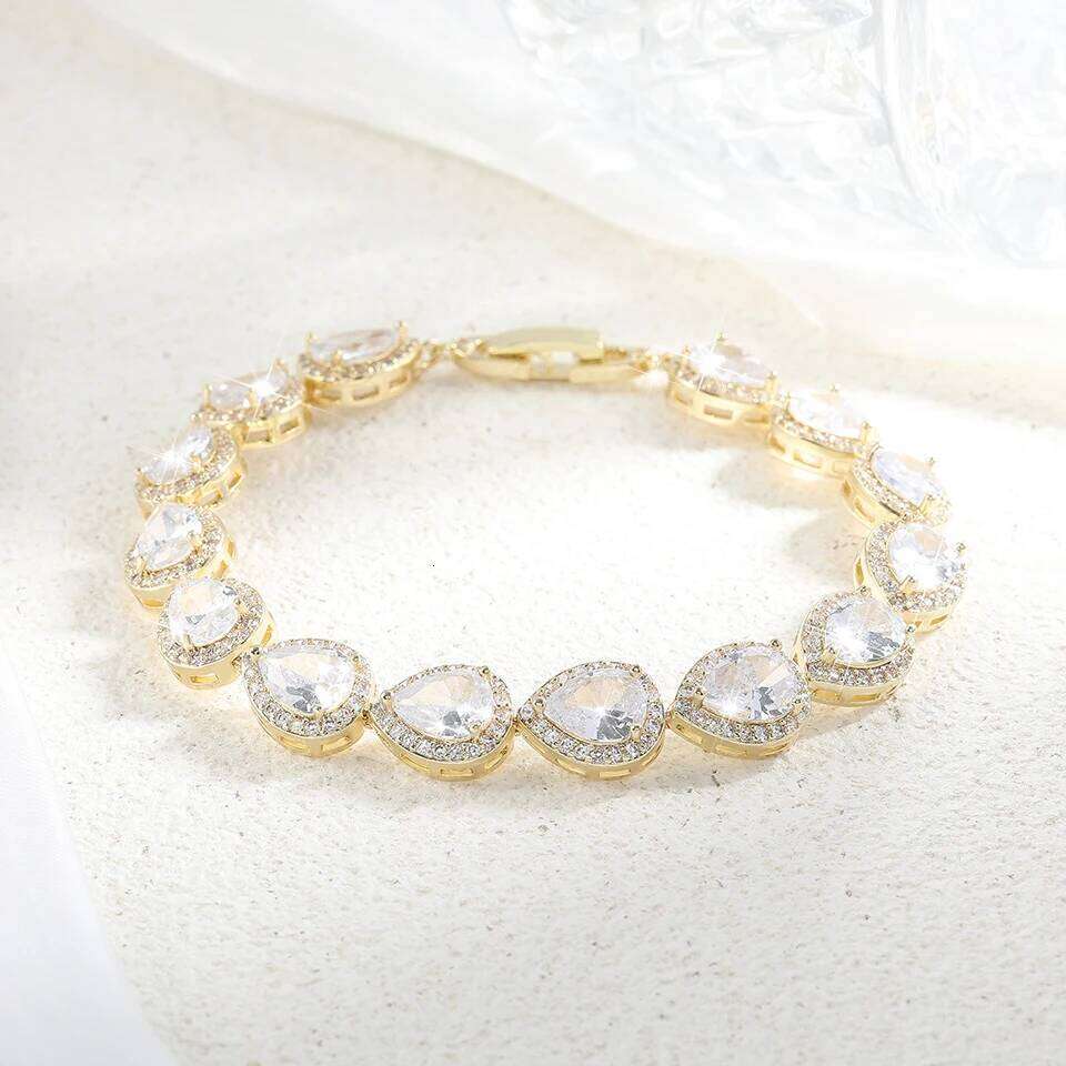 ZAKOL Classic Clear Big Water Drop AAA Cubic Zirconia Bracelet for Bridal Fashion Romantic Jewelry Gifts