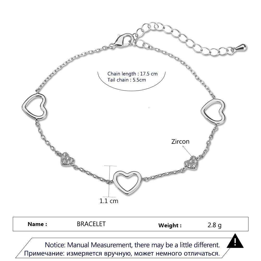 Simple Fashion Hollow Heart Charm Bracelet White Rose Gold Color Link Chain Bracelets Exquisite Party Jewelry 2023 New