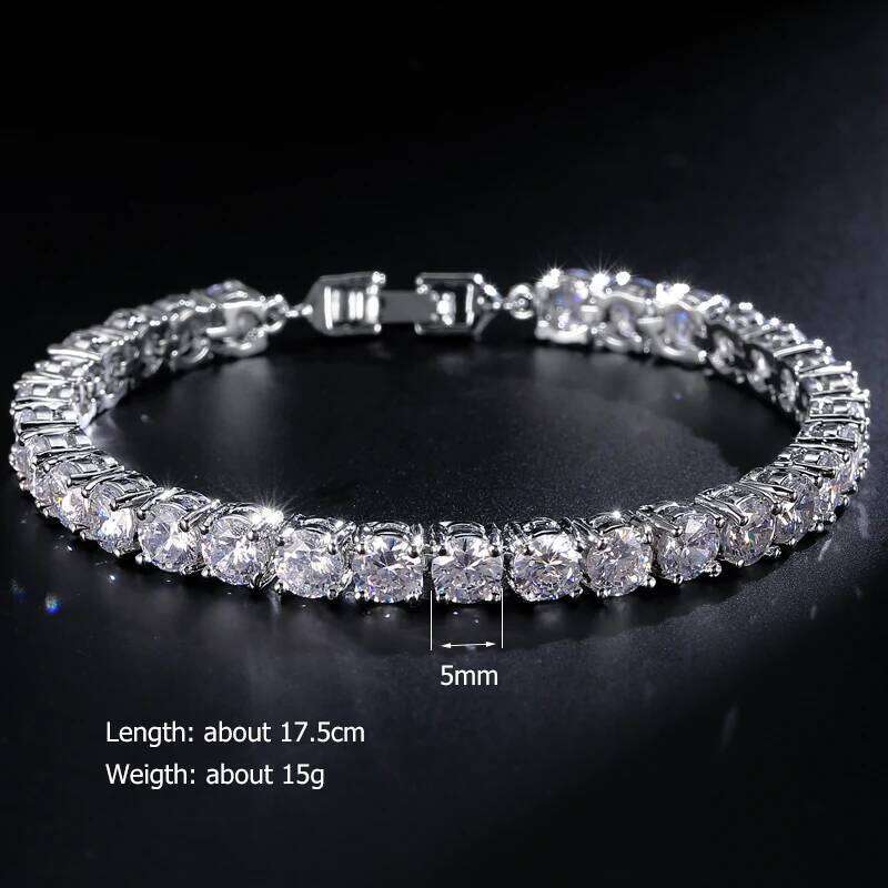 ZAKOL Classic 5mm/17.5cm Round AAA Cubic Zirconia Tennis Shiny Clear CZ Wedding Party Bracelet Valentine's Day Gift