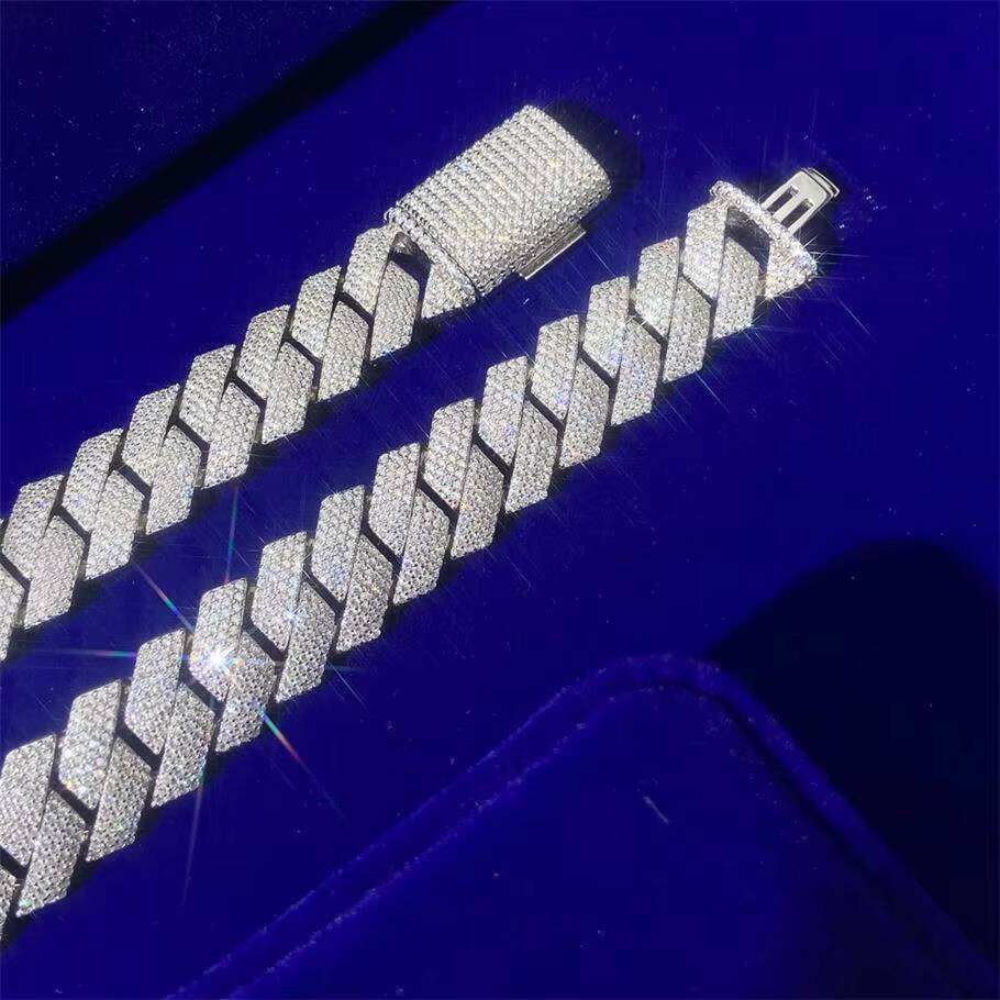 15mm Wholesale Custom Hip Hop Jewelry Iec Out VVS Moissanite Diamond 925 Silver Cuban Link Chain Necklace for Men