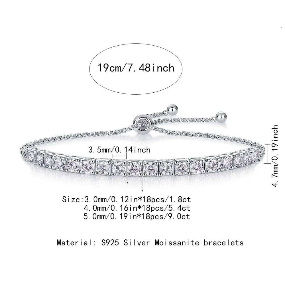925 Sterling Silver Moissanite Bracelet 3/4/5mm D VVS1 Diamond with GRA for Women Sparkling Wedding Party Fine Jewelry aef