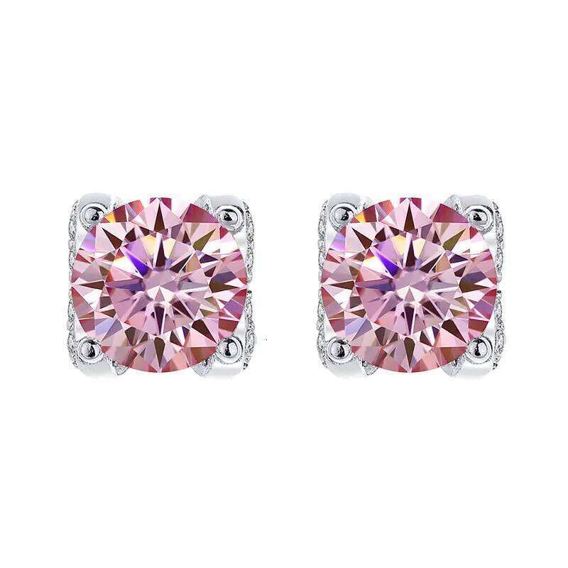 1ct D Color Moissanite Stud Earrings Round Cut Lab Created Diamond 925 Sterling Silver Bridal Jewelry For Women Gifts 7b1