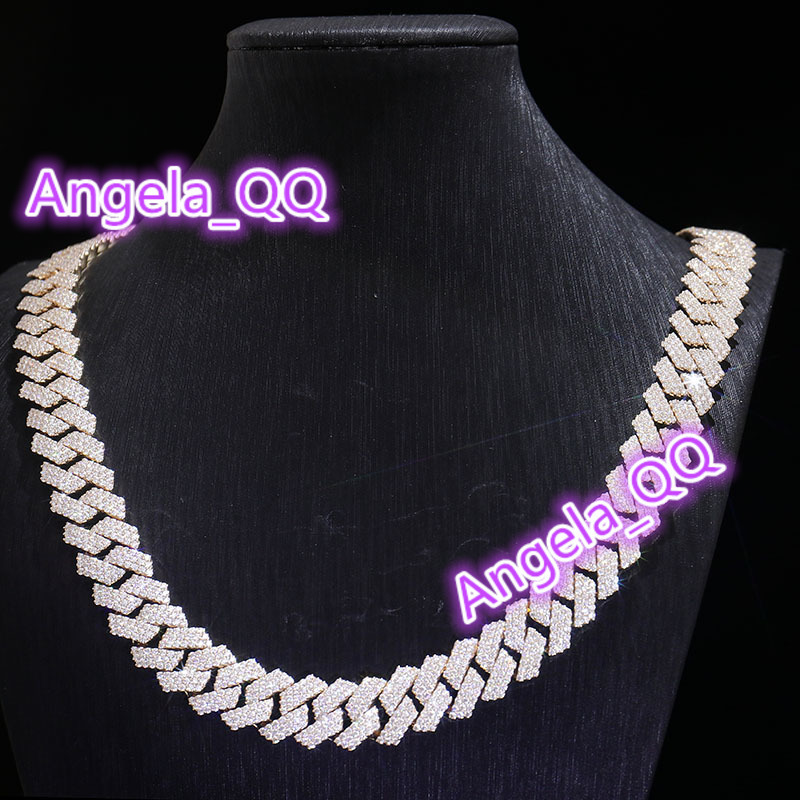 Luxury 14k Solid Gold Cuban Link Chain Moissanite Fine Jewelry Necklaces D VVS Moissanite Diamond Hiphop Jewelry for Men