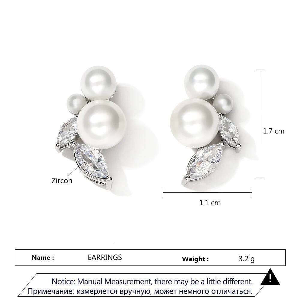 ZAKOL Simple Imitation Pearl Stud Earrings Shiny Clear AAA Zircon Bridal Earring Wedding Jewelry for Women