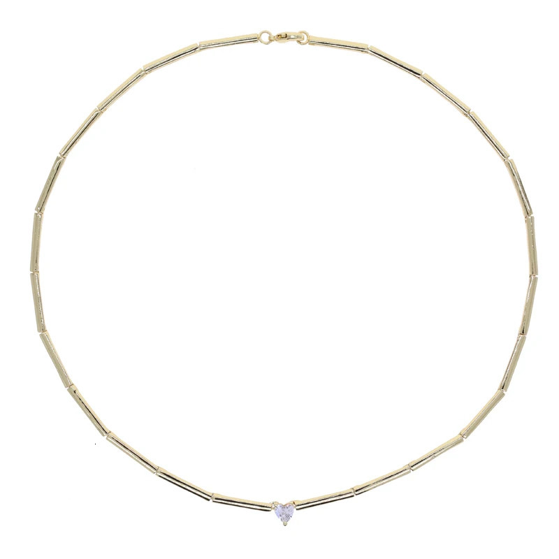 Arrived Women Choker Geometric Bar Link Chain Single 5A Heart Cubic Zirconia CZ Sparking Necklace Fashion 251223