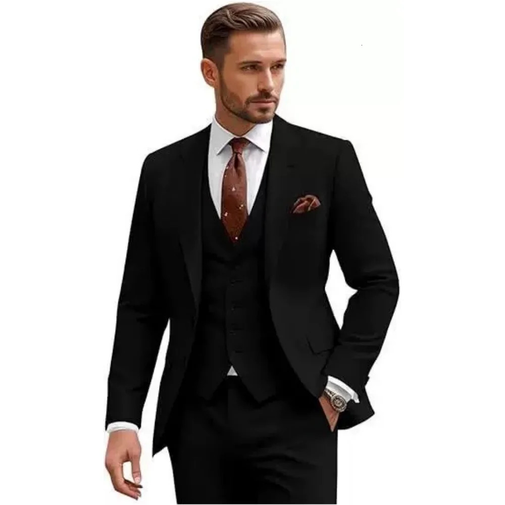 Elegant Full set Wedding Suit for Men 3 PieceJacketPantsVestFormal Groom Tuxedos for Prom Party Male Suits Casual Mens Suit 251217