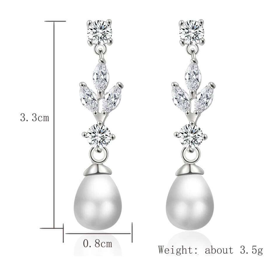ZAKOL Classic AAA Zircon Pear Shape Imitation Pearl Drop Earrings for Women Fashion Bridal Engagement Wedding Jewelry