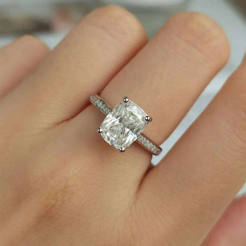 3ct D Color Moissanite Ring For Women 925 Sterling Silver with White Gold Plated Lab Diamond Engagement Wedding Band Jewelry 641