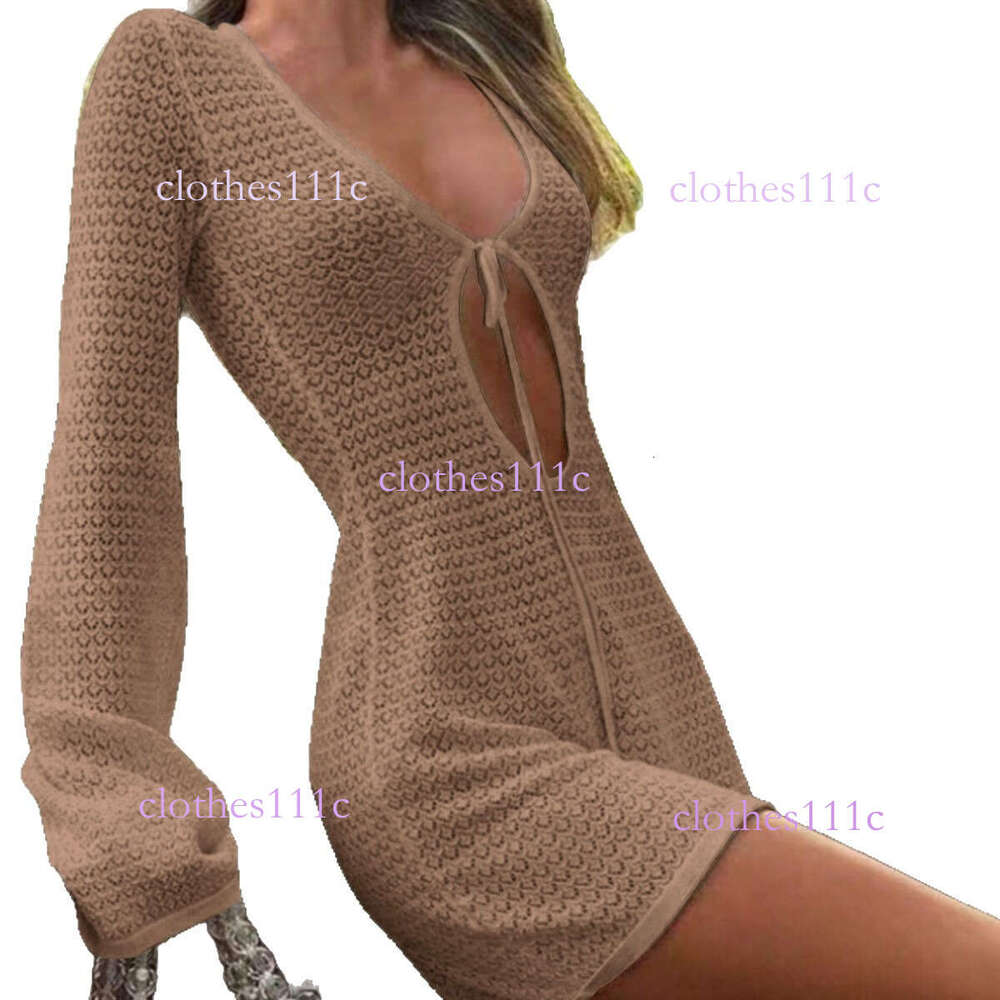 European And American Beach Dress Sexy Hollow Out See-Through Knitted Long Sleeve Bikini Swimsuit Cover-Up Sun Protection Clothing For Women Luanyun