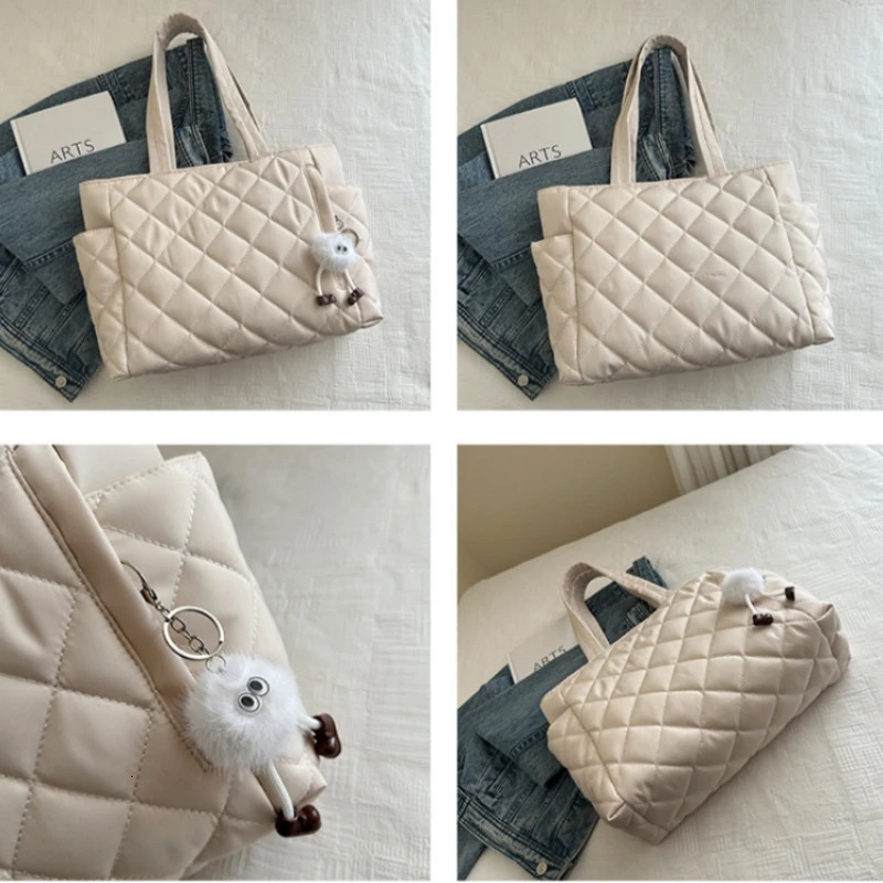 Rectangular Large Capacity Single Shoulder Bag for Commuting To Work Tote Bag in Korean Style Casual Handle Bag251222