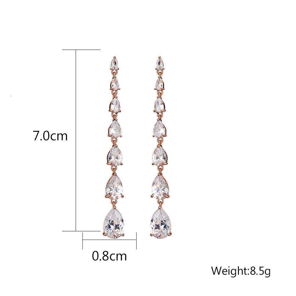 ZAKOL Gorgeous Water Drop Zirconia Long Dangle Earrings Women Sliver Color Shiny Zircon Crystal Bridal Earring Party Jewelry