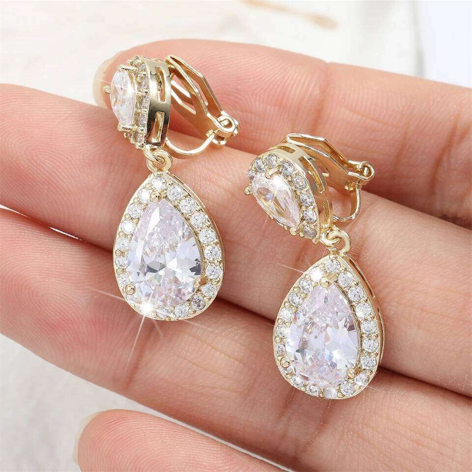 ZAKOL Classic Water Drop Cubic Zirconia Dangle Earrings for Women Gorgeous Shiny Crystal Wedding Party Jewelry