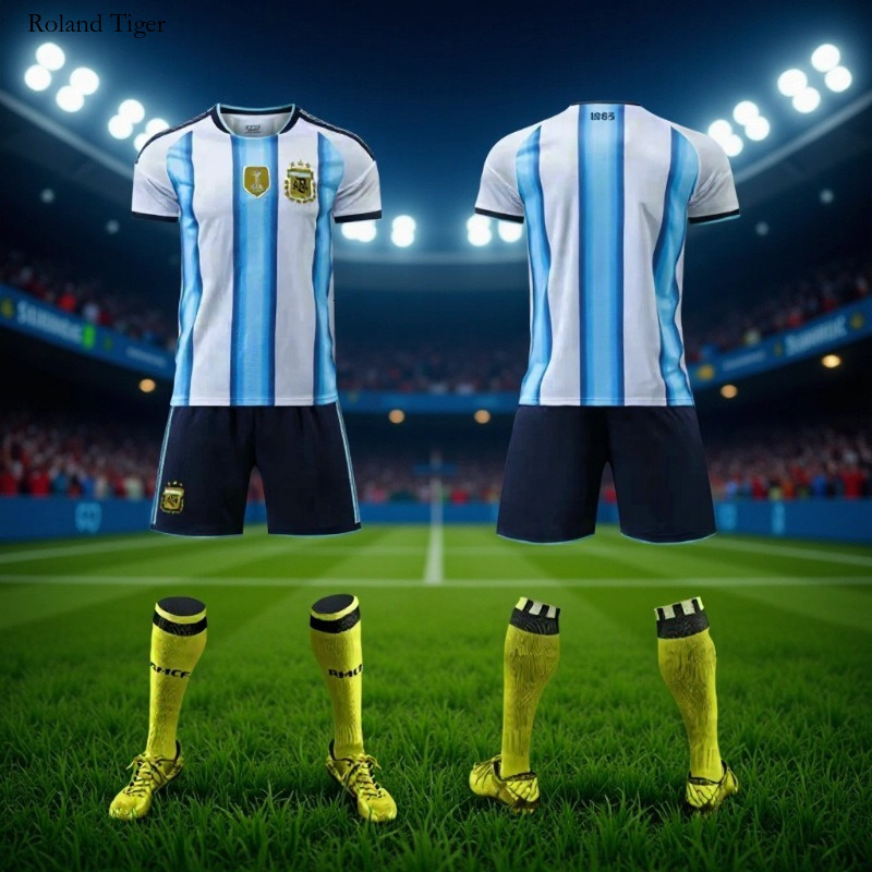 Roland Tiger Argentina Jersey 2026 World Cup Germany Mexico Football Uniform Messi Unisex Match Training Set
