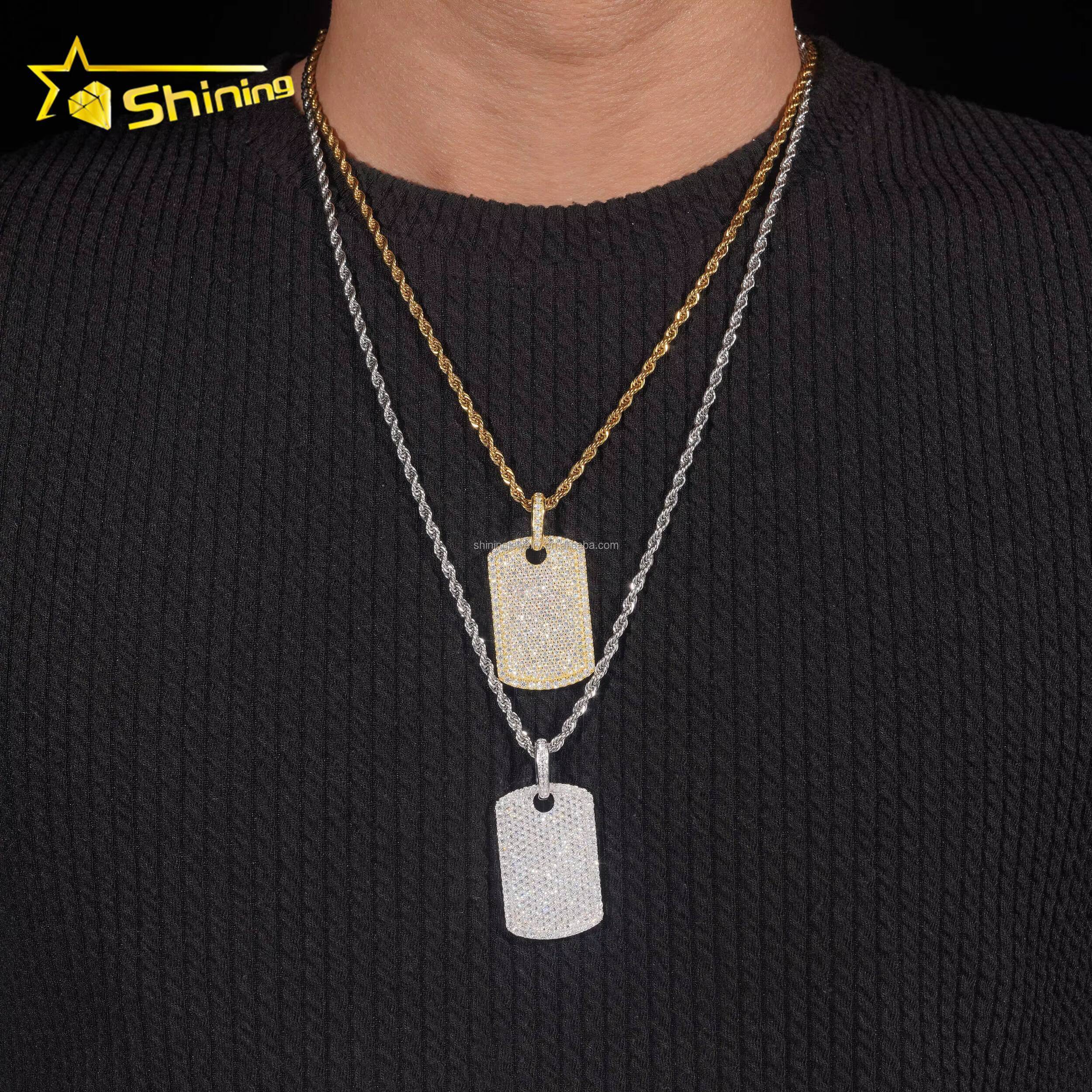 Rapper Popular Style Unisex Hot Selling RTS GRA Certified 925 Silver Gold Plated VVS1 Moissanite Diamond Dog Tag Pendant Gift