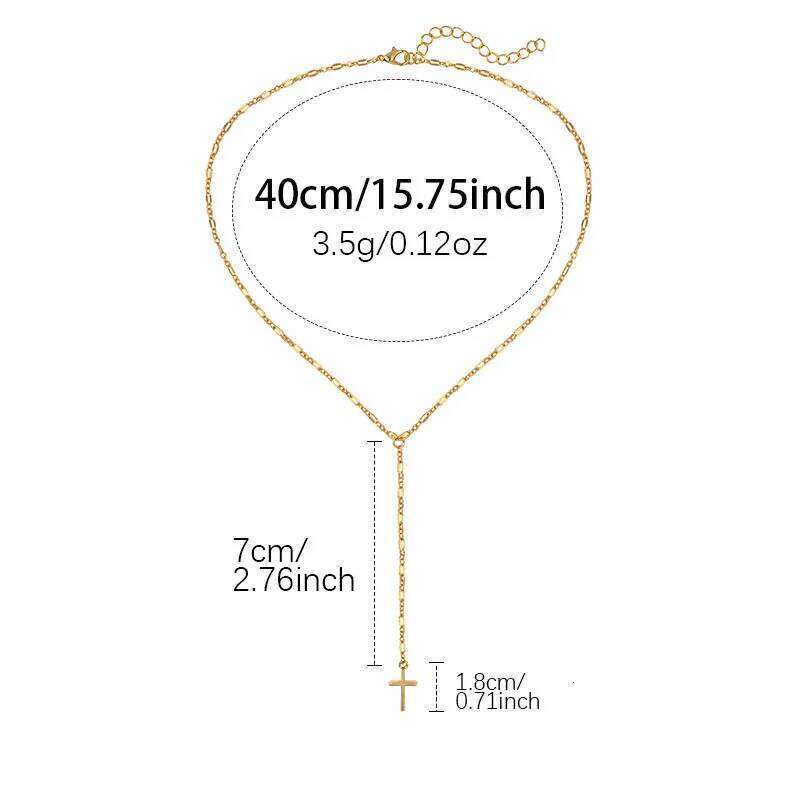 Fashion Personalized Cross Long Pendant Necklaces for Women Girls Gold Color Charm Choker Chain Necklace Party Jewelry