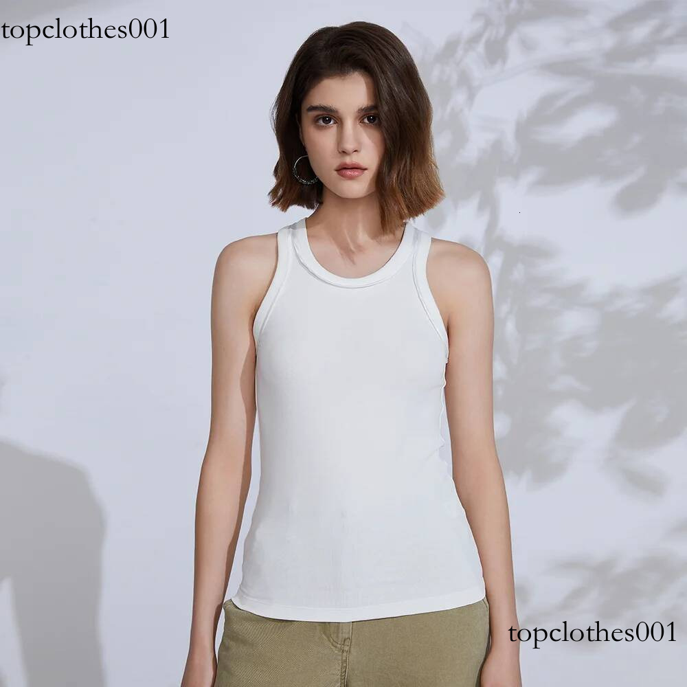 K2268L Luxury Women's Clothing Famous Brand Summer Ladies Clothes High Quality Elastic Cotton Vest Solid Shenzhen