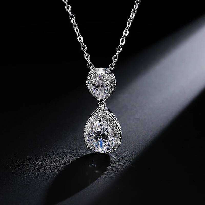 ZAKOL Classic Water Drop AAA Cubic Zirconia Pendant Necklace for Women Aesthetic Luxury Trendy Wedding Jewelry