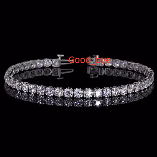 Hiphop Moissanite Bracelet 5mm Round Brilliant Cut 925 Sterling Silver Iced Out VVS Moissanite Tennis Chain