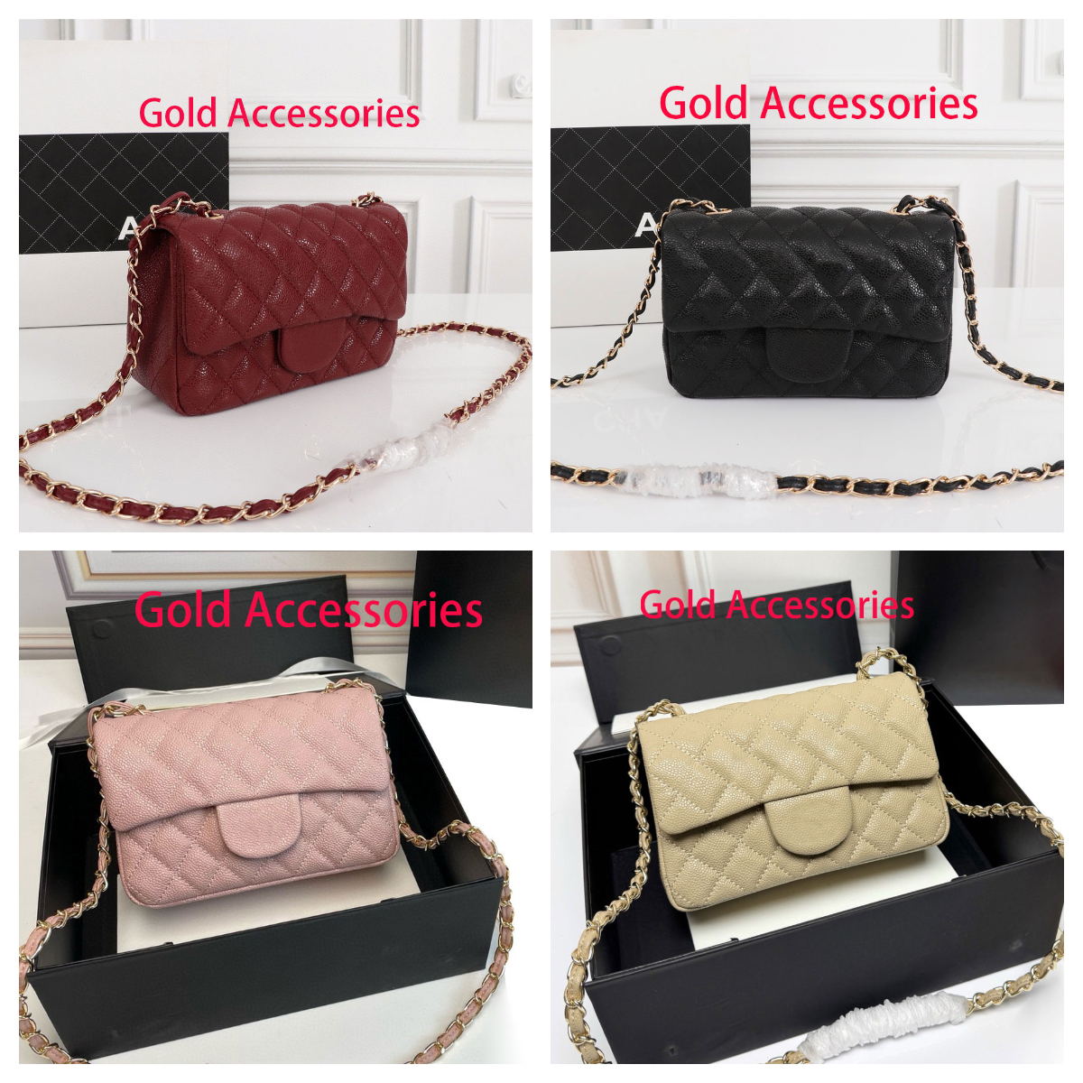 CH Luxury Classic Handbags Designer Bags CF 20CM Flap Bag Mini Shoulder Crossbody Bag 10A Caviar Grain Wallet Hardware Spiral Buckle Quilting Chain Bag Clutch Bag