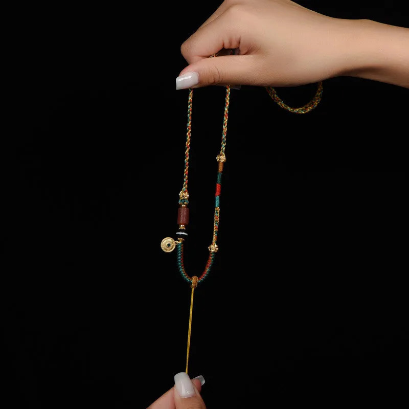 Tibetan-style Hand-woven Necklaces Beeswax Cultural Play Amulets Thangka Ropes Hand-woven Pendant Ropes Ethnic Style Ornaments 251223