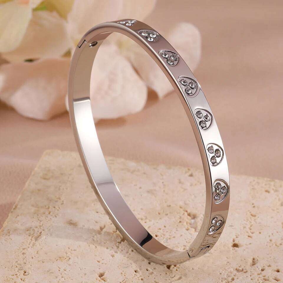 ZAKOL 18K Gold Color Stainless Steel Heart-shaped Buling Zircon Bracelet for Women Non-fading Versatile Jewelry Accessories