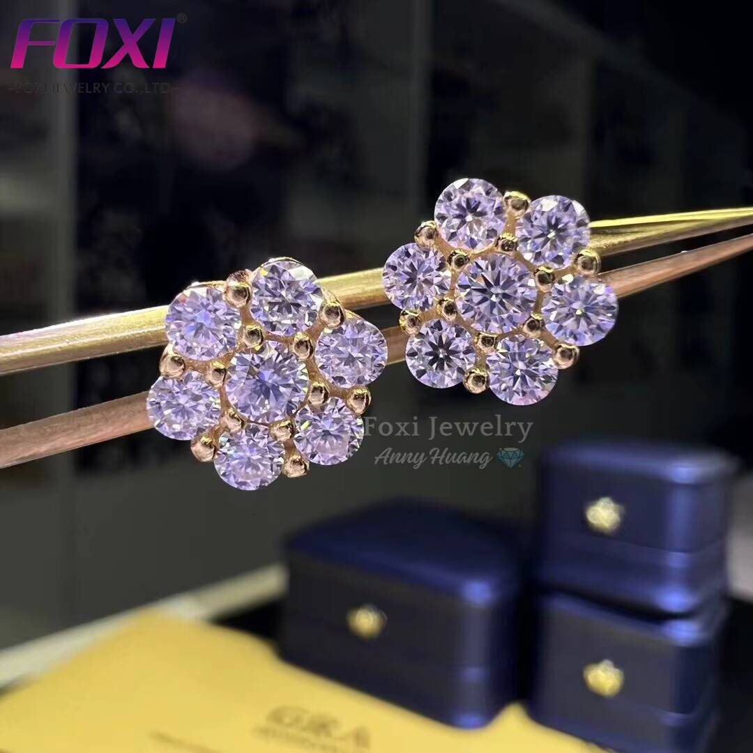 Best Selling Screw Back Flower Moissanite Stud Earrings Solid 925 Silver D Color Cluster VVS Moissanite Diamond Earrings Men GRA