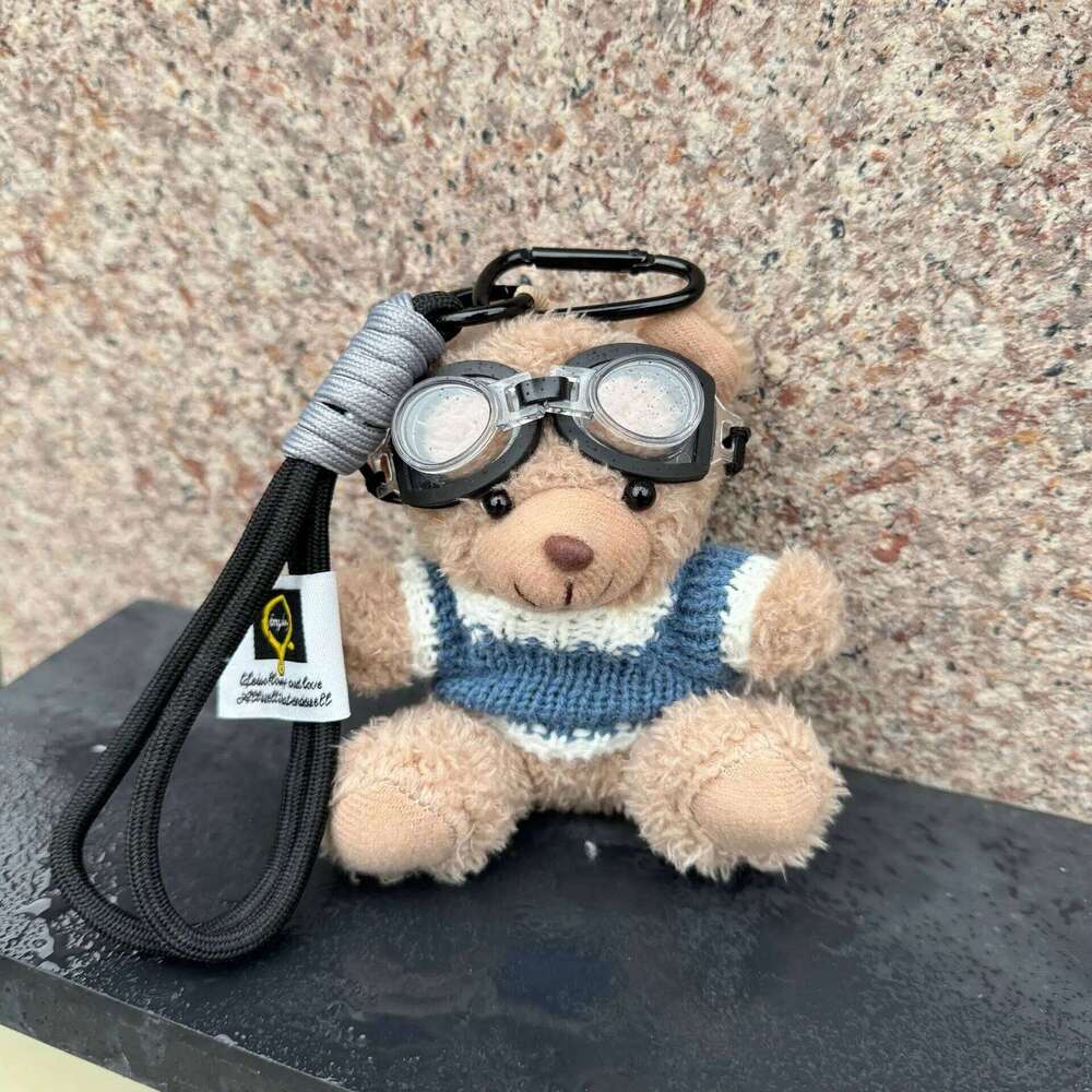 ZAKOL Soft Teddy Bear Keychain With Glasses and Premium Buckle Rope Plush Doll Pendant Cute Bag Car Accessories Girls Gift