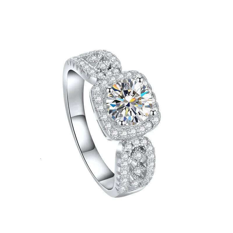 1CT D Color Moissanite Ring For Women 925 Sterling Silver with White Gold Plated Lab Diamond Engagement Wedding Band Jewelry f15