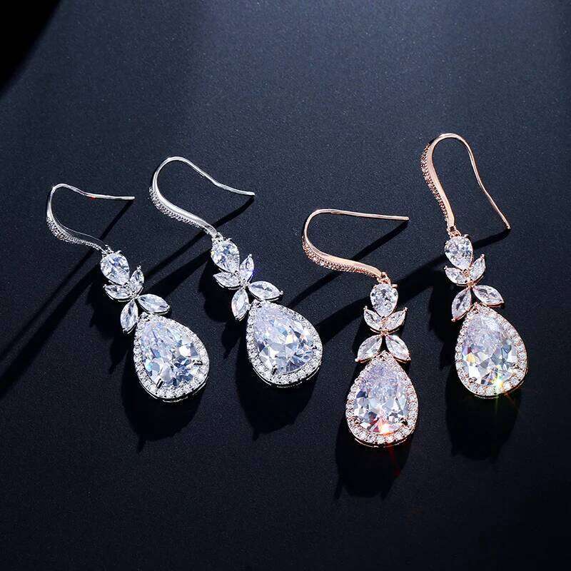 ZAKOL Elegant Shiny AAA Cubic Zirconia Leaf Tassel Earrings for Women Fashion Sliver Color Birthday Wedding Jewelry Gift