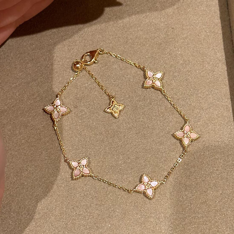 Luxury Brand Designer Jewelry French Retro Mother-Of-Pearl Flower Bracelet Light Luxury High-End Feel Women's Exquisite Temperament Sweet Hand Je